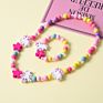 Belleworld Handmade Kids Girl Jewelry Candy Color Cartoon Unicorn Wooden Bead Necklace Bracelet Set for Party