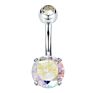 Belly Bar CZ Round Prong Set Navel Ring Body Piercing