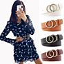 Belts for Women Double Ring Belt Pu Leather Metal Buckle Waist Belt Female Ladies Casual Dress Jeans Wild Waistband