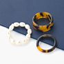 Big Square Geometric Aesthetic Women Jewelry Twisted Braided Leopard Chunky Korean Marble Resin Rings