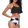 Bikini High Waist Layered Ruffled Print Swimsuit Split Swimsuit Women