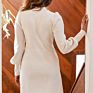 Billions Casual Women's Shift Dresses Long Balloon Sleeve Classy Cream Sweater Dress