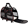 Black & Red Rolling Wheels Pet Carrier Travel Trolley Cat Bag