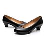 Black Cow Genuine Leather Women Anti-Slip Work Professional Hotel Bank Staff Shoes