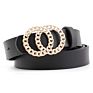 Black Leather Women Metal Heart Buckle Waist Vintage Western Carved Ladies Belt Waistband Cinturon Mujer