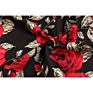 Black Rose Printed Floral Skirt High Waist Women Cotton 50S 60S Punk Flare Retro Vintage Skirt Vd0020