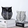 Black White Silver Color Owl Statue Modern Creative Abstract Sculpture Table Top Resin Craft