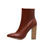 Block High Heel Chunky Pointed Toe Women Boots Lady Shoes Stilettos Ankle Boot