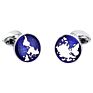 Blue Enamel Map Cufflinks for Mens