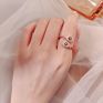 Blue Zirconia Turkish Evil Eyes Open Ring Adjustable Rose Gold Plated Double Evils Eyes Finger Ring