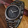 Bobo Bird Black Wood Watch Stainless Steel Auto Date Watches for Men