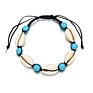Bohemian Handmade Braided Turquoise Bead Sea Shell Ankle Bracelet Natural Cowrie Shell Anklet