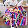 Boho Ethnic Style Beach Blanket Beach Towel Tassels Throw Rug Mexican Style Picnic Blanket Handmade Striped Tablecloth