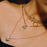 Boho Jewelry 925 Sterling Silver Minimalist Paperclip Chain Plain Circle Bar Necklace Gold