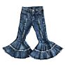 Boutique Girls Denim Bell Bottoms Baby Jeans Pant Stretch Elastic Flare Pants Jeans for Kids