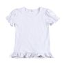 Boutique Kids Clothes T Shirt Cotton Blank White Color Ruffle Sleeve Top Baby Girls Shirts