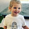 Boys' Short Sleeve T-Shirt with Rainbow Cotton Top Girls' Wear 1-8 Years Old Children's White T-Shirt