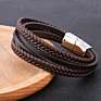 Bracelet Men Multilayer Leather Bangles Magnetic-Clasp Cowhide Braided Multi Layer Wrap Bracelet Armband Pulsera Hombre
