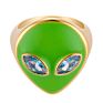 Brass 18K Gold Plated Colorful Enamel Signet Alien Shape Rings for Girls