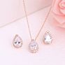 Bridesmaid Wedding Jewelry Sets 2Pcs Water Drop Zircon Pendant Necklaces Stud Earrings Bridal Party Set