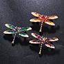 Brooch Enamel Drip Oil Dragonfly Brooch Corsage Female with Rhinestone Dragonfly Pins