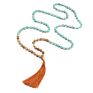 Buddhist Necklace 108 Mala Beads Lava Tigei Eye Tassel Yoga Necklace