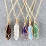 Bullet Shape Natural Stone Necklace Turquoise Crystal Stone Quartz Healing Point Jewelry Pendant Necklace