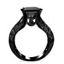 Caoshi Luxury Jewelry Gun Black Plated Ring Princess Cut Cubic Zirconia Black Stone Gemstone Black Wedding Ring Set