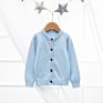 screw  neck single button cotton kids cardigan sweater