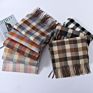 Cashmere Feel Acrylic Scarfs for Women Men Wool Tartan Checkered Plaid Shawl Scarf with Tassels