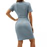 Casual Dress Women Rib Fabric & Viscose One Piece Side Slit Dresses Patchwork 638983