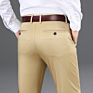 Casual Pants Men Business Slacks Elastic Straight Trousers Male Gray Khaki Navy Chino Pants