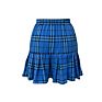 Casual Printed Blue Plaid Pleated Skirt Short Women's Skirts