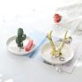 Ceramic Cactus Ring Holder Decorative Green Cactus Jewelry Holder Jewelri Display Tray