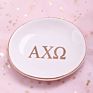 Ceramic Pink White Jewelry Tray Ring Dish Oval Shape with Gold Rim Decorative Trinket Plate Jewelry Organizer Dish Ring Holder