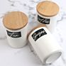 Ceramic Porcelain Food Storage Canister Jar with Wooden Lid Set of 3