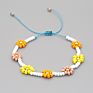 Charm Daisy Flower Beads Bracelet Bangle for Women , Bohemia Handmade Crystal Seed Beads Daisy Bracelet