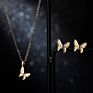 Charm Unique Lady Gift Gold Butterfly Owl Pearl Necklace Earrings Jewelry Set for Women