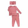 Children Baby Girls Romper Dress Sleepwear Clothes 2 Pcs Solid Modal Cotton Girls Pajamas for Kids with Bow