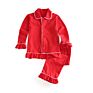 Children Clothes Two Piece Cotton Sleepwear Kids Blank Christmas Boys and Girls Red Pajamas
