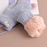 Children Hanging Neck Mittens Gloves Warm Thick Kid Cut Cartoon Bear Full Finger Knitting Gloves