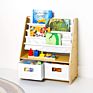Children's Furniture Wooden Bookcase Shelf Kids Canvas Sling Bookshelf with Storage for Boys and Girls Wooden Design Features