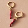 Chili Hoop Earrings Fancy Red Enamel Pendent Earrings for Women Party Jewelry