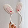 Christmas Party Hair Accessories Pink White Long Ears Bunny Headband Rabbit Furry Headband