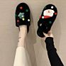 Christmas Series Plush Slippers Soft Bottom Warm Keeping Home Slippers Toe Flat Heel Indoor Shoes