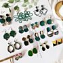 Clarmer Spring Design Korean Jewelry Geometric Enamel Acrylic Resin Pendant Earrings for Women