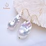 Classic Luxury Necklace Earrings Bracelet White Big Natural Cultured Fresh Water Real Baroque Pearl Jewelry Set