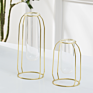 Clear Geometric Plant Pot Centerpiece Plant Vase with Iron Art Frame Stand