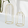 Clear Geometric Plant Pot Centerpiece Plant Vase with Iron Art Frame Stand