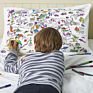 Color Your Own Pillow Case Doodle World Map Pillowcase with 10 Washable Fabric Markers